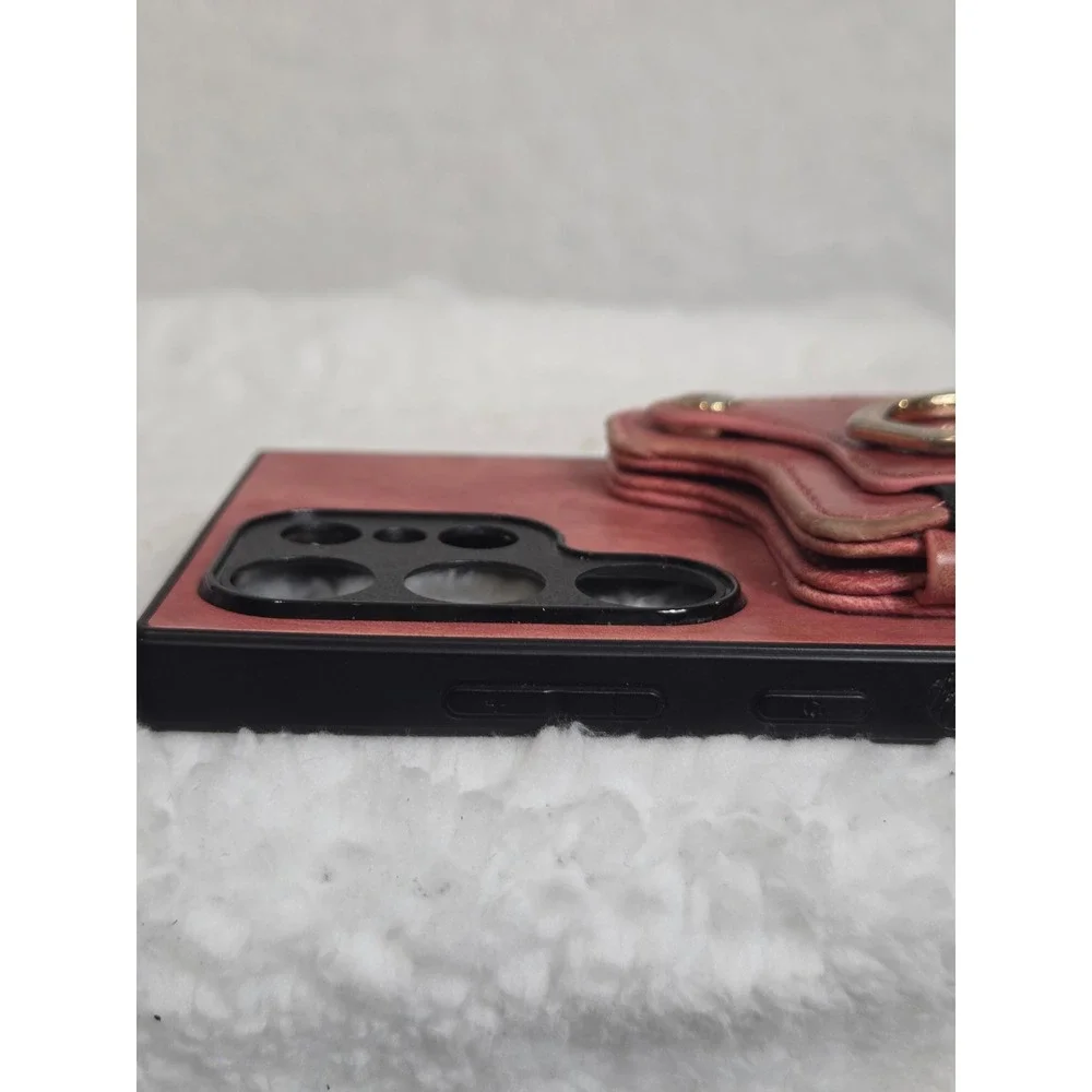 Samsung Galaxy S24 Ultra‎ Wallet Case Rose Pink Leather Card Holder Ring Stand